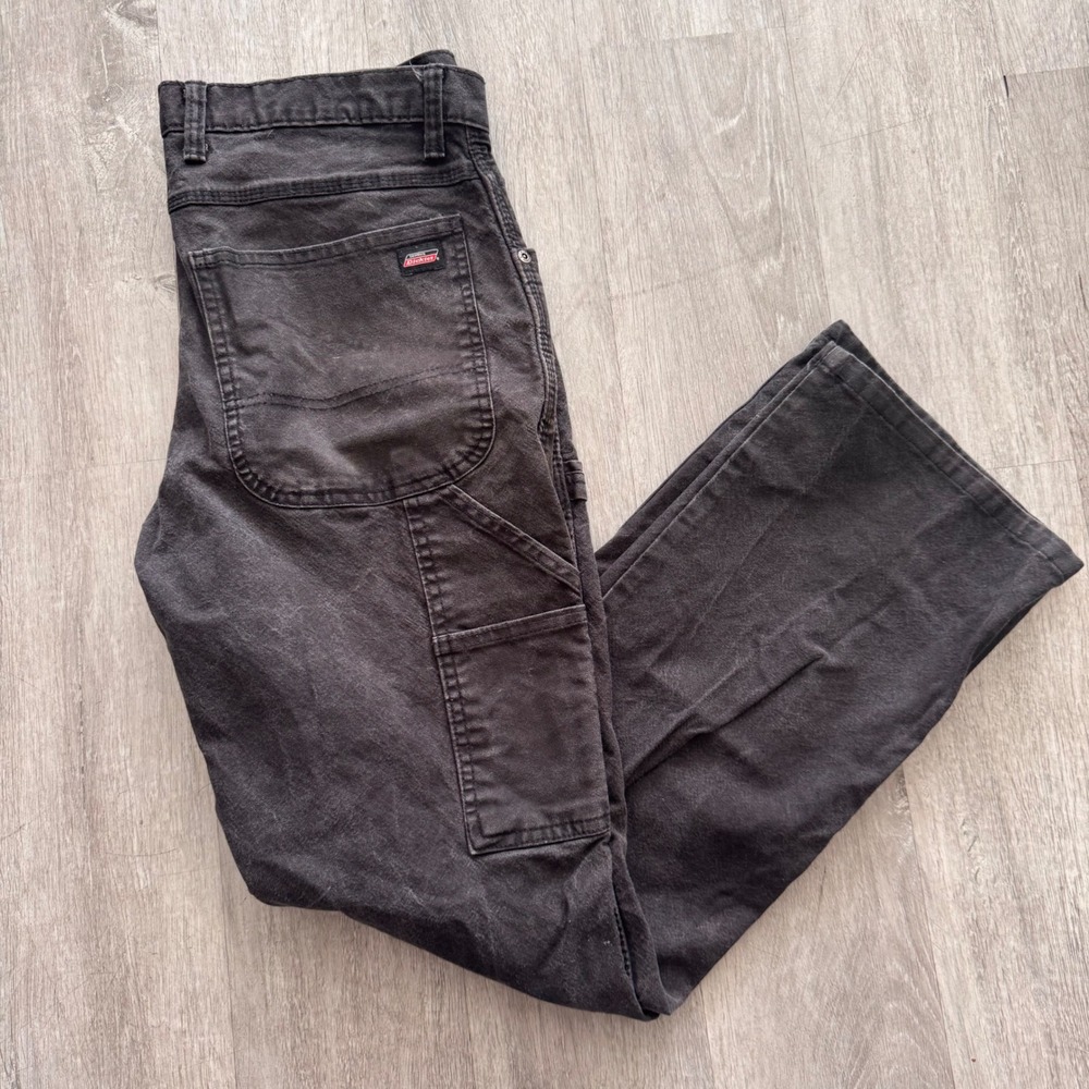 Genuine Dickies Carpenter Pants Mens 32x32 Black Duck Canvas Workwear EU1939